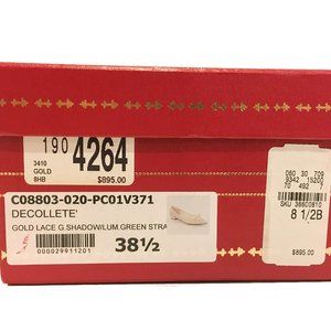 René Caovilla Gold Lace Crystal Embellished Pointed Toe Bow Flats